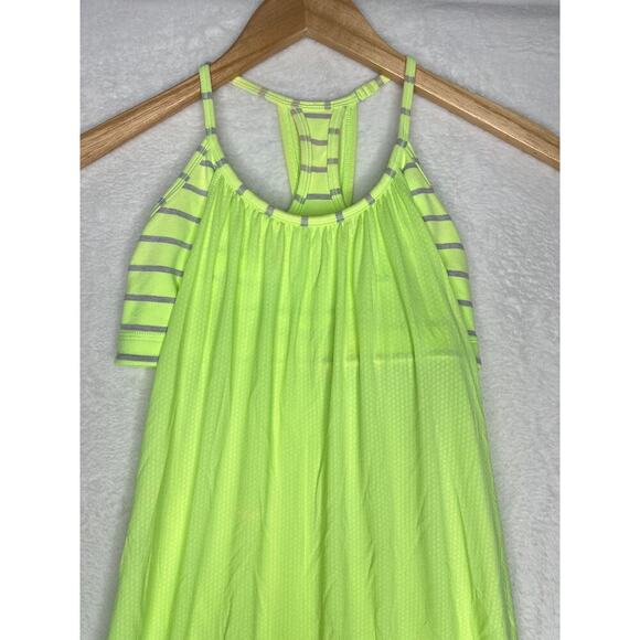 Lululemon No Limits Tank Neon Yellow Shelf Bra Top Striped Activewear Yoga sz 4 - Picture 6 of 6